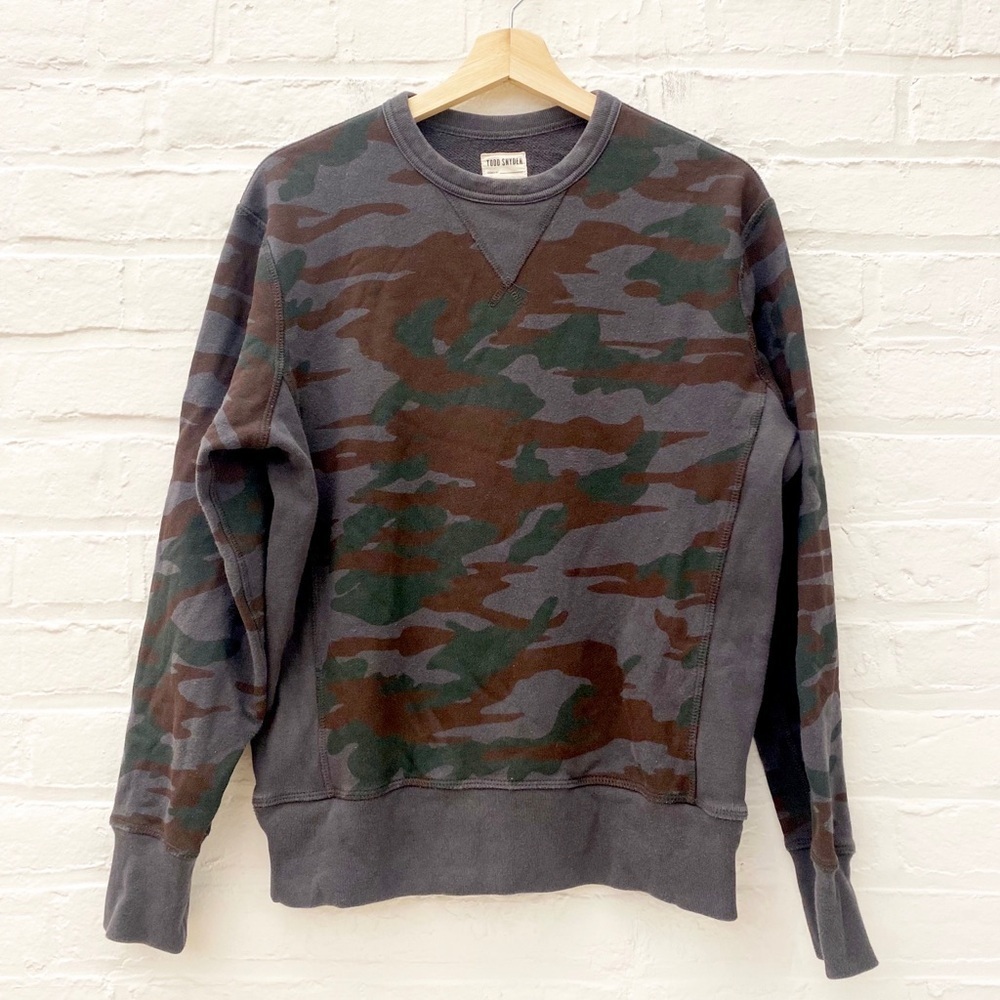 Todd Snyder || Camo Sweatshirt Crewneck Green Brown Small
